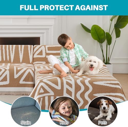 Boho Chenille Sectional Sofa Cover Blanket 2 Pc