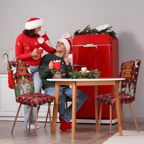 Fairooth Christmas Chair Covers with Nativity Design 4 Pcs