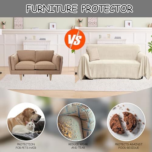 LOMAO Sofa Cover for 3 Cushion Sectional with Tassel Chenille Slipcover