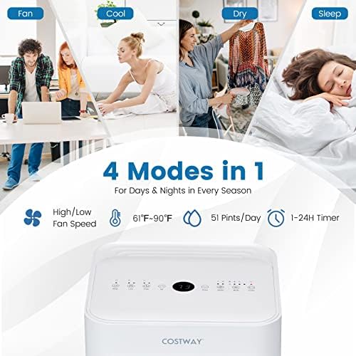 COSTWAY 10000 BTU Portable Air Conditioner with Cool Fan Dehumidifier Sleep Mode