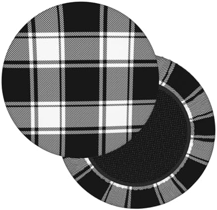 Buffalo Check Plaid Bar Stool Covers 12-14 Inch Round Elastic Seat Slipcover