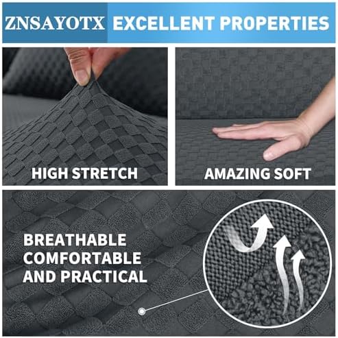 ZNSAYOTX Plaid Sectional Couch Covers for L-Shape Sofa