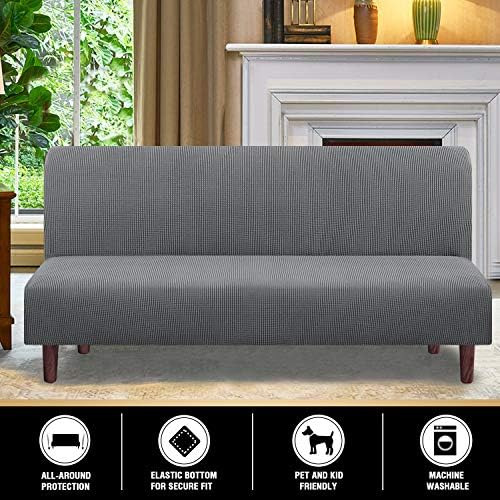 PrinceDeco Stretch Armless Futon Cover Gray