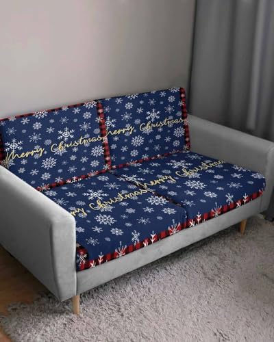 Navy Blue Snowflake Christmas Sofa Cushion Covers