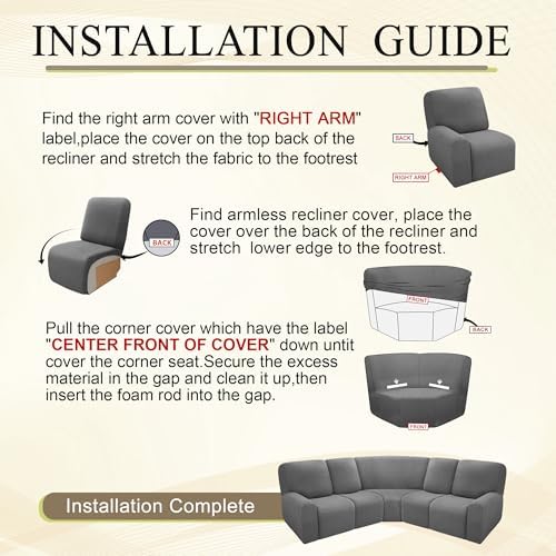 100 Waterproof Recliner Sofa Cover 5-Piece Set Navy Blue