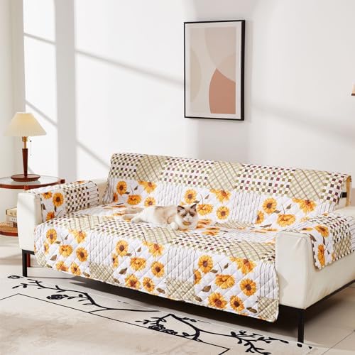 EVENHUG Reversible Floral Sofa Slipcover with Elastic Straps