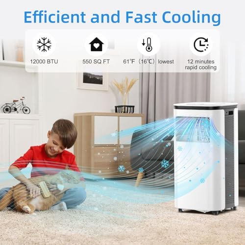 12000 BTU Portable AC Unit 3-in-1 Cooling Dehumidifying Fan