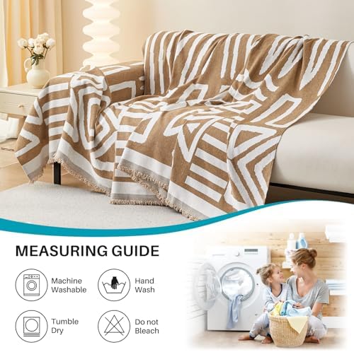 Boho Chenille Sectional Sofa Cover Blanket 2 Pc