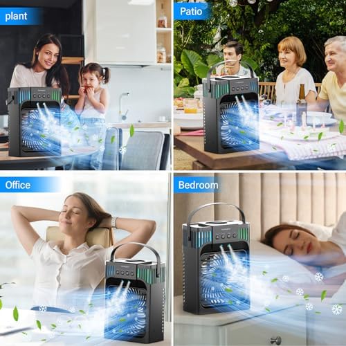 4-in-1 Portable Air Conditioner with Remote and 7 LED Light