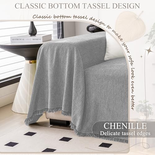 ALIECOM L Shape Sofa Cover with Tassels