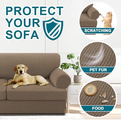 Turquoize 4 Piece T Cushion Sofa Slipcovers with 3 Cushions