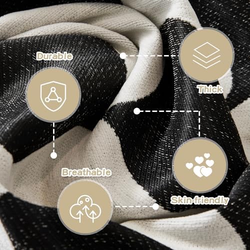 MEETSKY Black Triangle Plaid Jacquard Sofa Slipcover