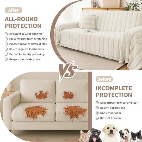 KaviKon Boho Sofa Cover for Dogs with Tassels