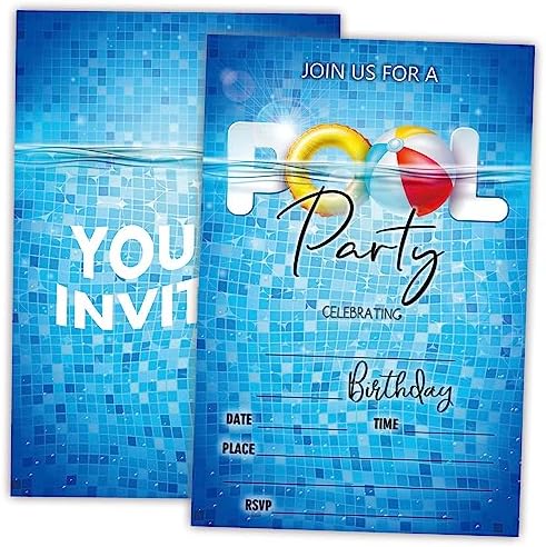 AWSICE Double-Sided Birthday Party Invites 20 Cards With Envelopes