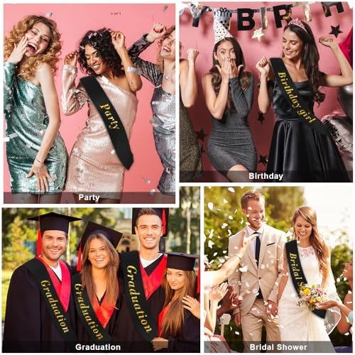 12 Pcs Black Satin Sash for Prom and Parties