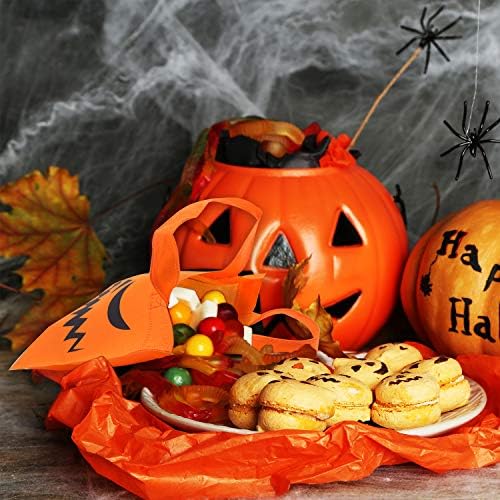 Elcoho 30-Pack Halloween Non-Woven Tote Bags with Pumpkins