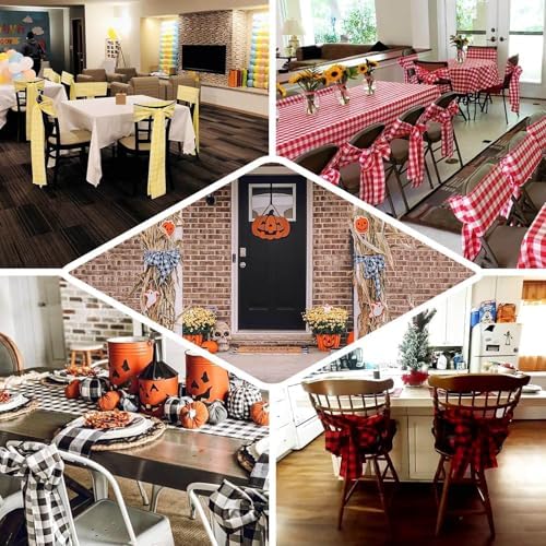 Efavormart 5pcs Buffalo Plaid Chair Sashes Covers
