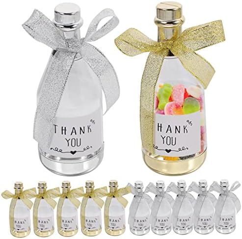 12pcs Bottle-shaped Wedding Treat Boxes with Silver and Gold Stickers 1