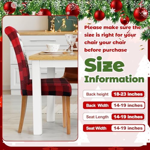 Moukeren 6 Pcs Christmas Dining Chair Covers Red and Black