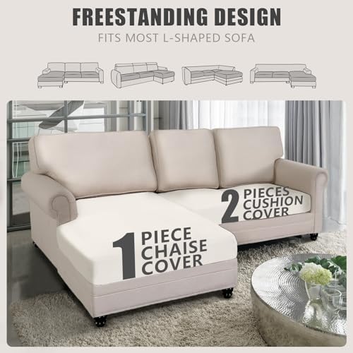 Velvet Sectional Couch Covers 3 Piece Set Ivory