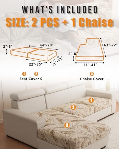 Washable Sectional Couch Cover Leaf Print Pet Friendly