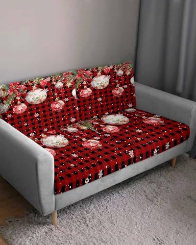 Red Christmas Balls Sofa Cushion Covers Washable and Stretchable