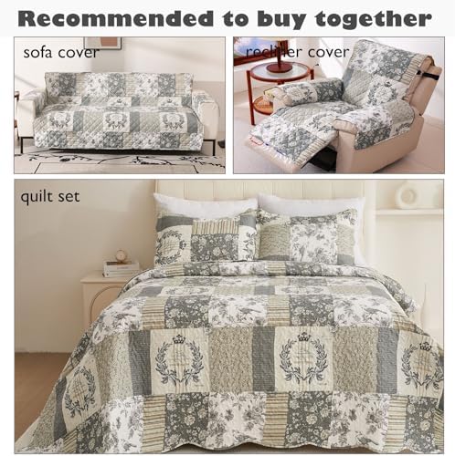 Skidproof Sofa Cover - Grey Bird Pattern for Pet and Kids Protection