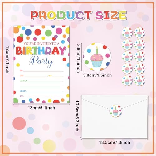 30 Pack Party Invitations with Envelopes and Labels