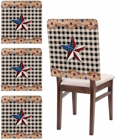 4th of July Chair Covers Set of 4 Patriotic Star American Flag Slipcovers