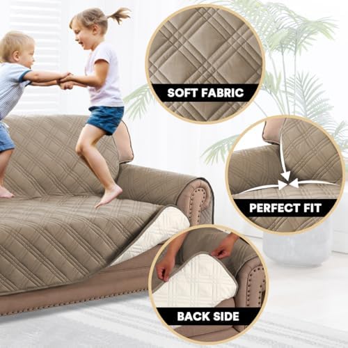 PrinceDeco Waterproof Loveseat Covers 48 Inch Taupe 1