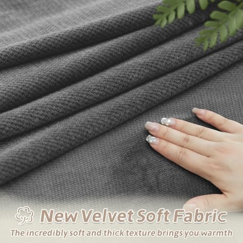 Arfntevss Velvet Sectional Couch Covers 5 Piece Set Light Gray
