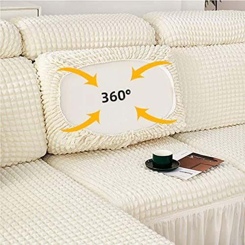 CAMZ Stretch Chaise Cushion Covers for L Shape Sofa 3Pcs