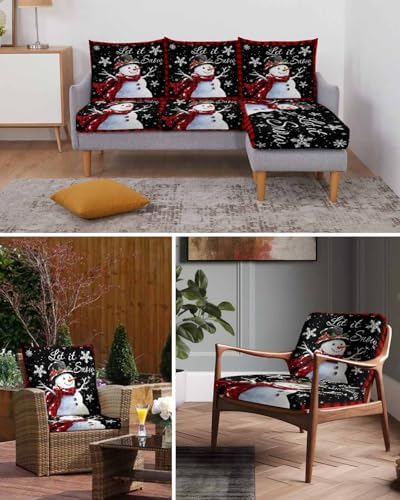 Black Red Christmas Sofa Cushion Covers for L T Shape Sofas