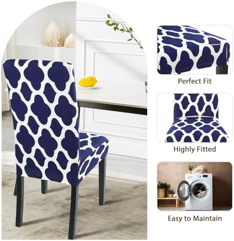 SearchI Dining Chair Covers Set of 6 Navy Blue 1