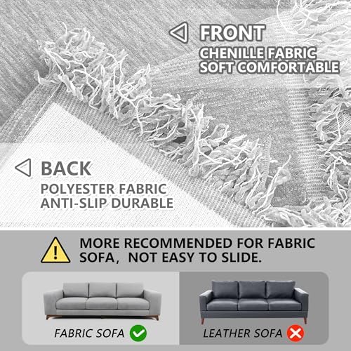 MEETSKY Sofa Covers for 3 Seats 91 x 134 Light Gray 1