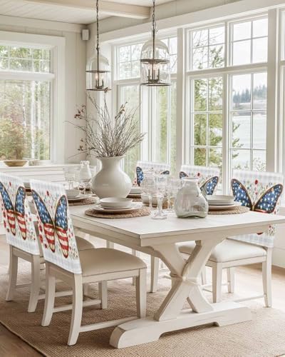 Patriotic USA Dining Chair Back Covers Set of 4