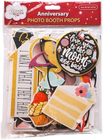 Anniversary Photo Booth Props - 41-Piece Kit for Wedding and Party