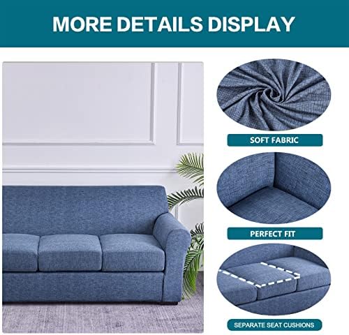 KRFOONN 4 Piece Stretch Sofa Covers for 3 Cushion Couches