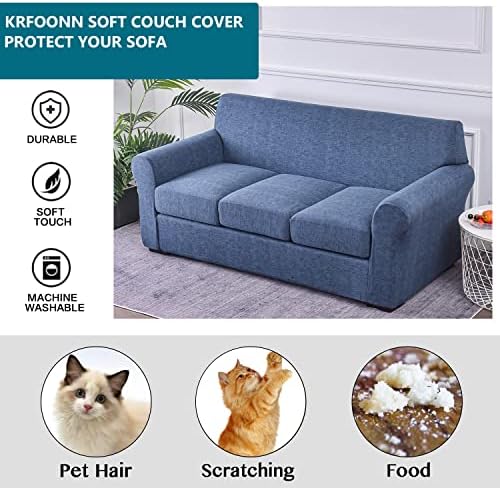 KRFOONN 4 Piece Stretch Sofa Covers for 3 Cushion Couches