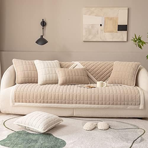 Vctops Velvet Plush Plaid Sofa Cover Non Slip Sectional Couch Protector 1