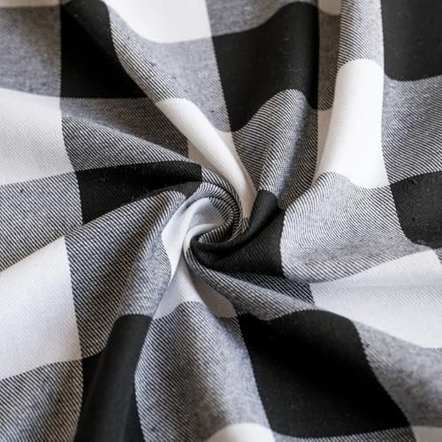 Vctops Farmhouse Plaid Couch Cover with Frings Black and White