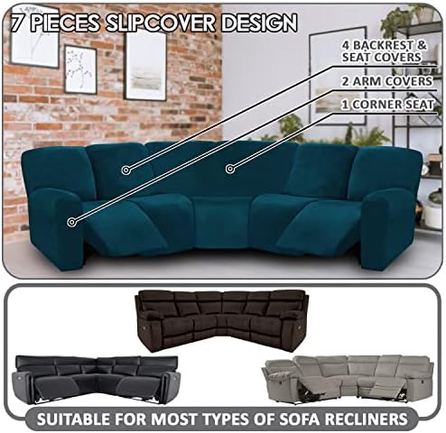 ULTICOR Velvet 7-Piece L Shape Recliner Sofa Cover