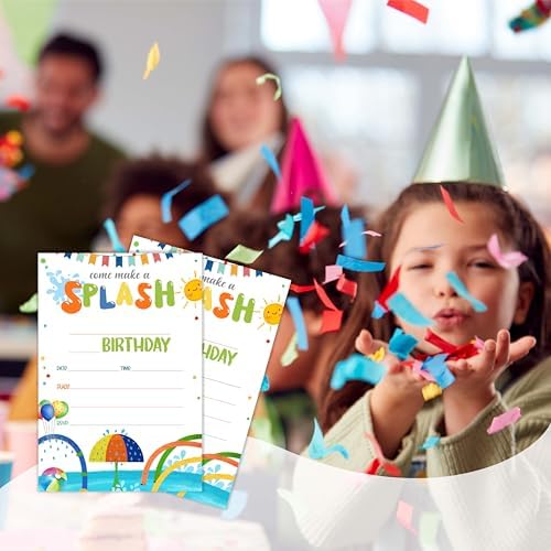 Splash Pad Birthday Invites with Envelopes Pack of 20 4x6