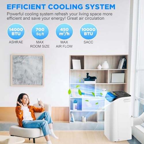 14000 BTU Portable AC with 3-in-1 Cooling Dehumidify Fan