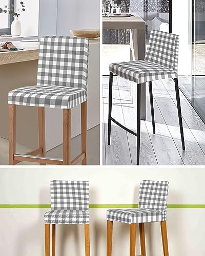 Gray Buffalo Check Bar Stool Covers Set of 4