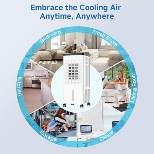 Zaribu Portable Air Conditioner with 4 Ice Pads and 24-Hour Cooling