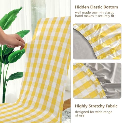Buffalo Plaid Yellow Chair Covers Set of 2 1