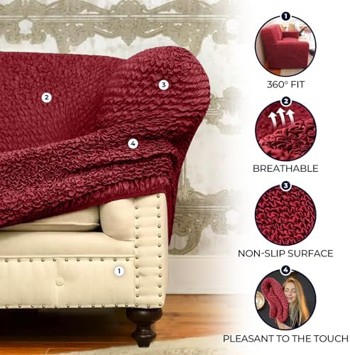 PAULATO BY GAICO Sectional Sofa Cover - Burgundy
