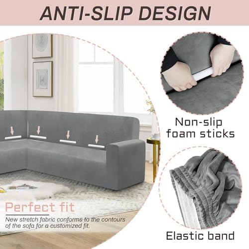 Velvet L Shaped Sectional Sofa Cover for Pets