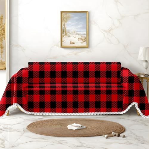 Couch Covers Red Black Buffalo Plaid Throw Covers for Couch